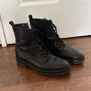 Vince Black Leather Combat Boots
